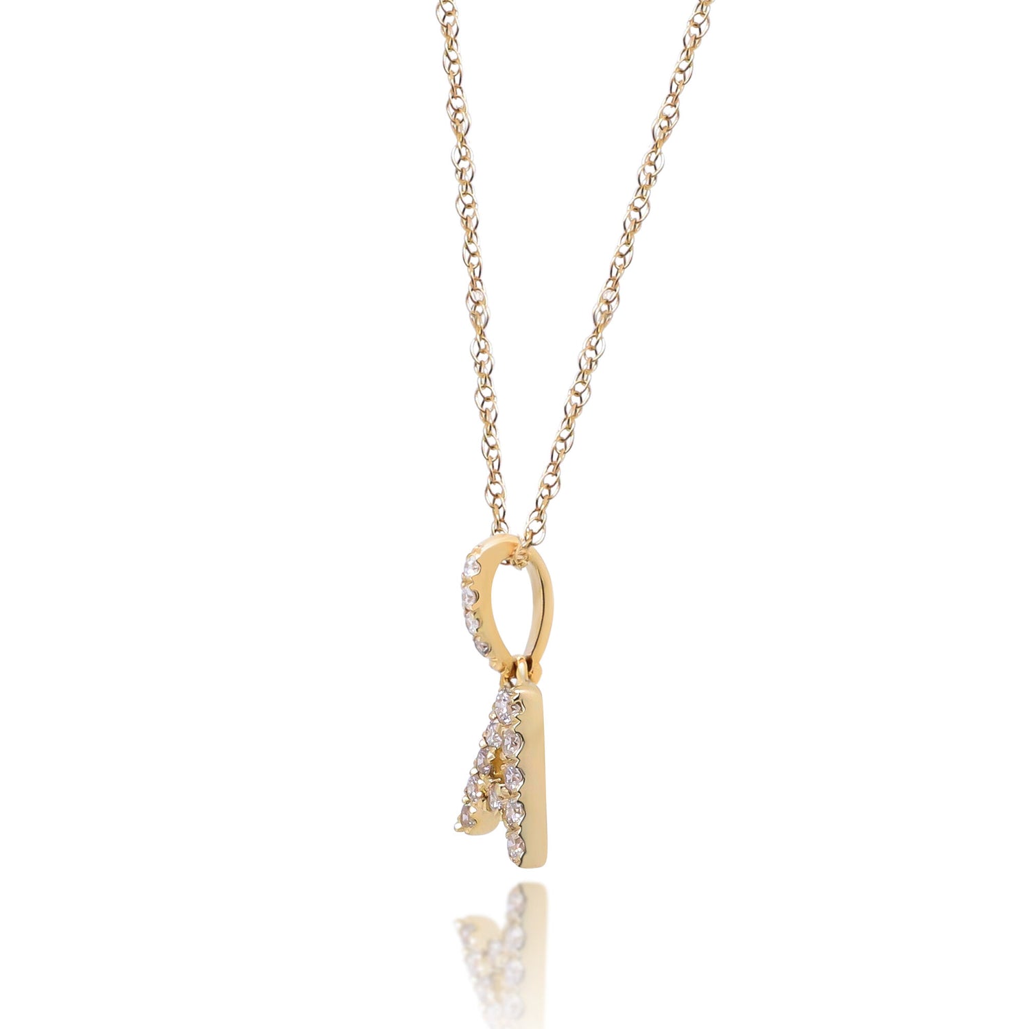 Diamond A Initial Pendant in 10K Yellow Gold (1/10 ct. tw.)