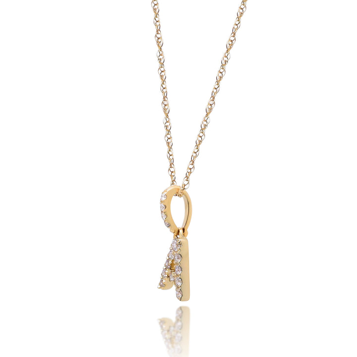 Diamond A Initial Pendant in 10K Yellow Gold (1/10 ct. tw.)