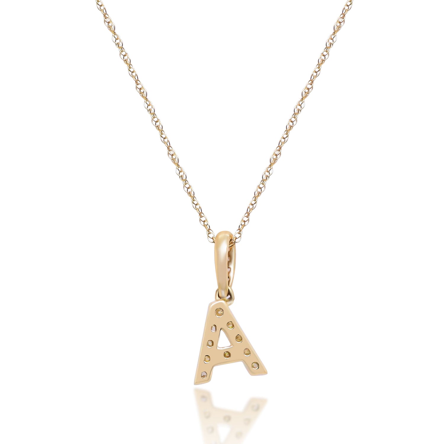 Diamond A Initial Pendant in 10K Yellow Gold (1/10 ct. tw.)