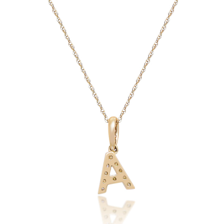 Diamond A Initial Pendant in 10K Yellow Gold (1/10 ct. tw.)