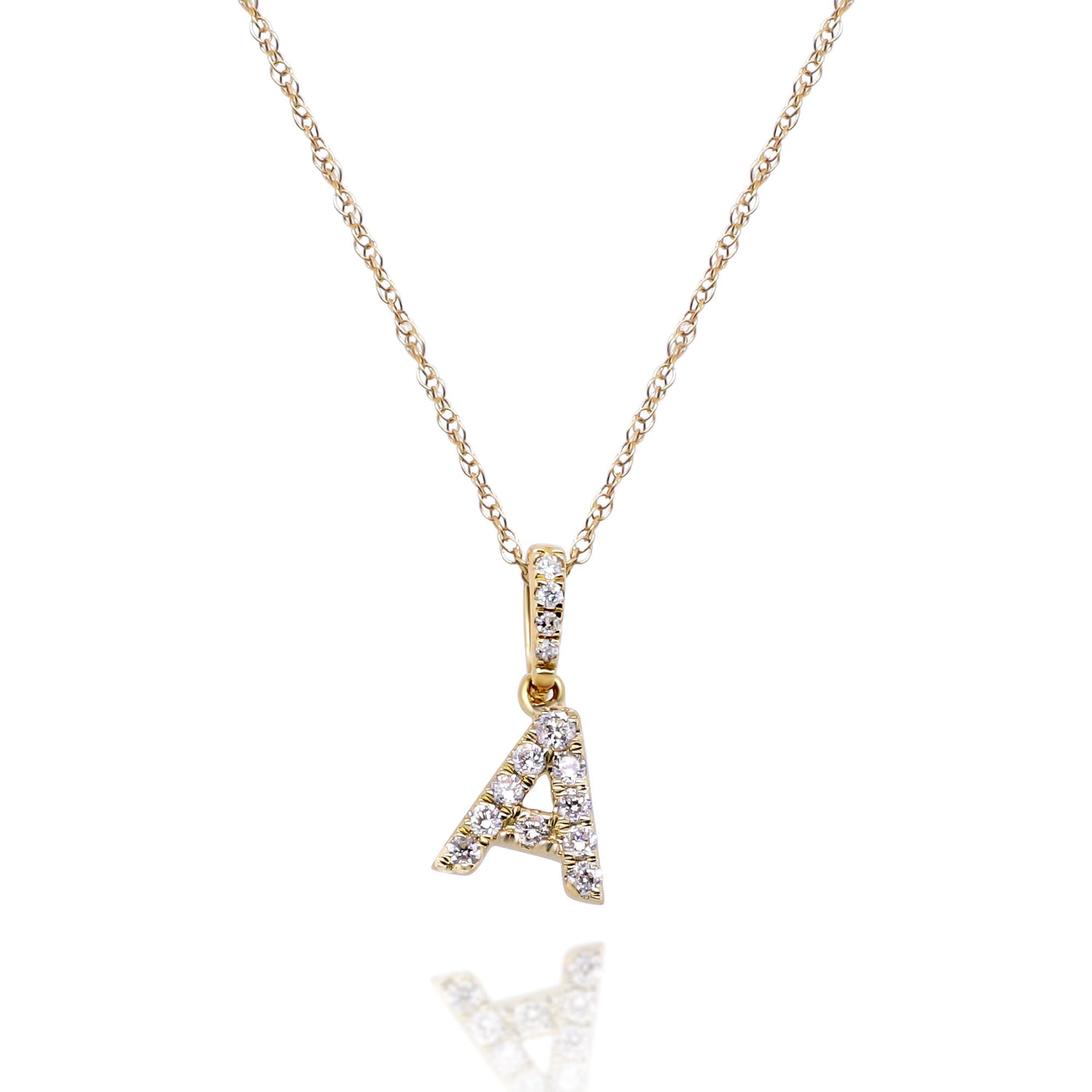 Diamond A Initial Pendant in 10K Yellow Gold (1/10 ct. tw.)