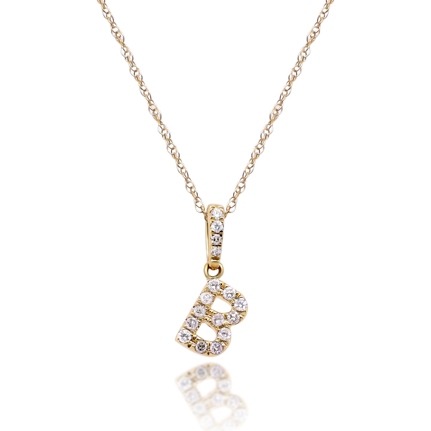 Diamond B Initial Pendant in 10K Yellow Gold (1/10 ct. tw.)