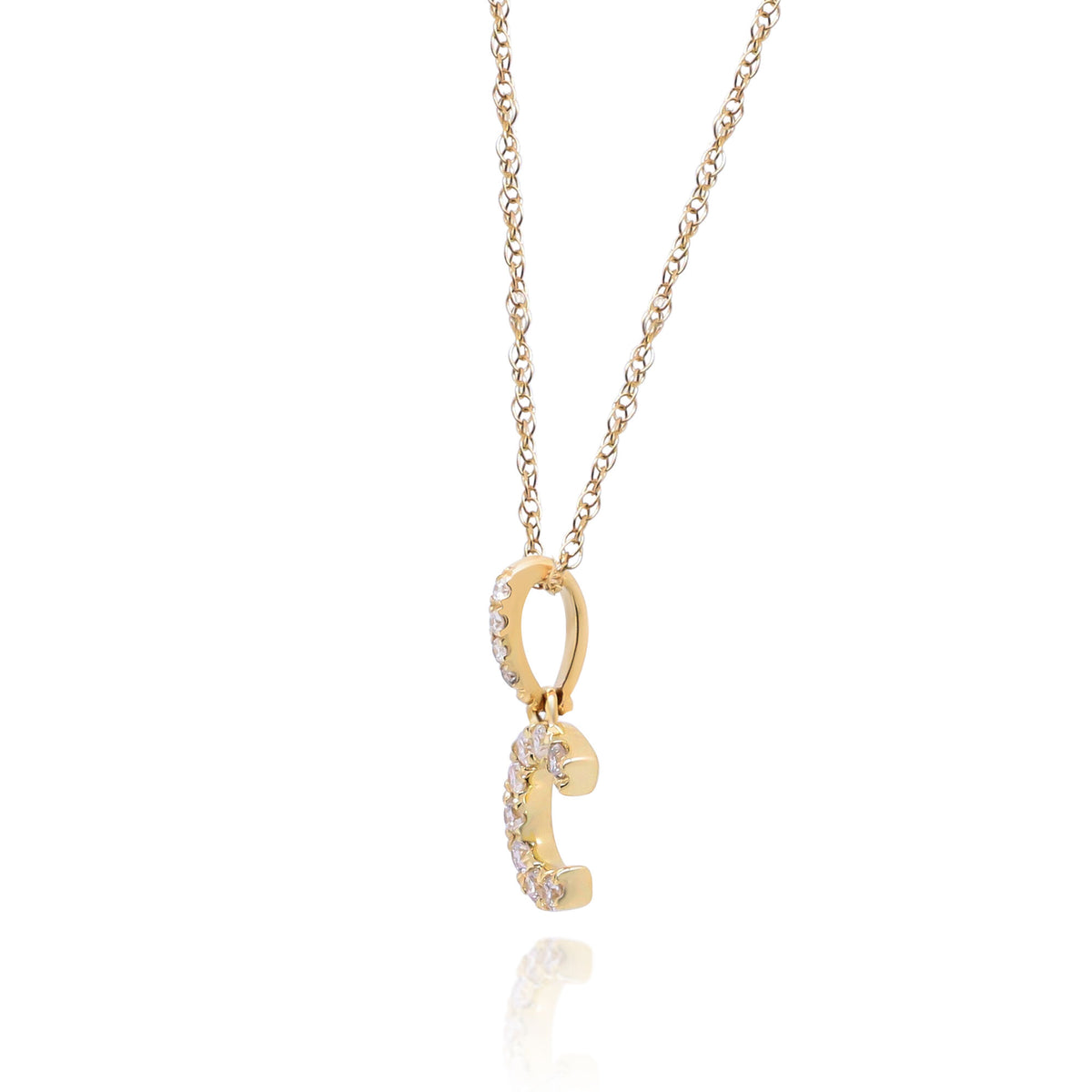 Diamond C Initial Pendant in 10K Yellow Gold (1/10 ct. tw.)