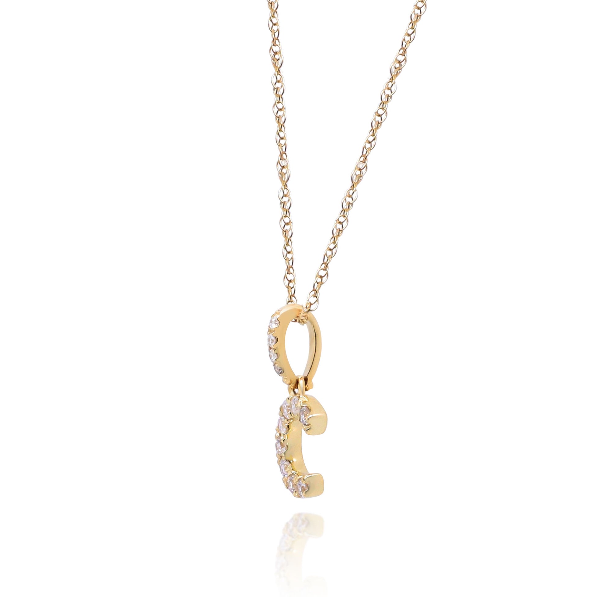 Diamond C Initial Pendant in 10K Yellow Gold (1/10 ct. tw.)