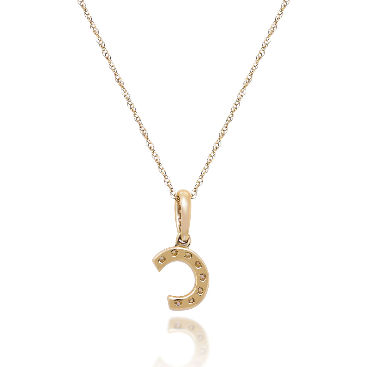 Diamond C Initial Pendant in 10K Yellow Gold (1/10 ct. tw.)