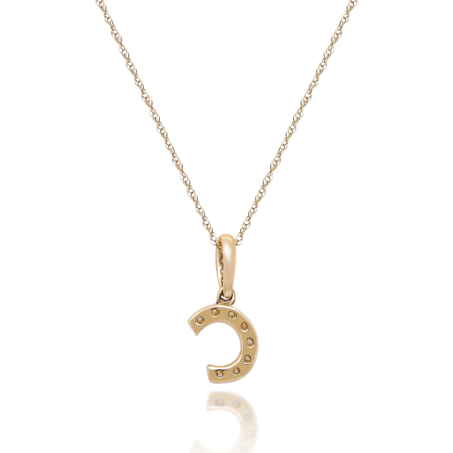 Diamond C Initial Pendant in 10K Yellow Gold (1/10 ct. tw.)