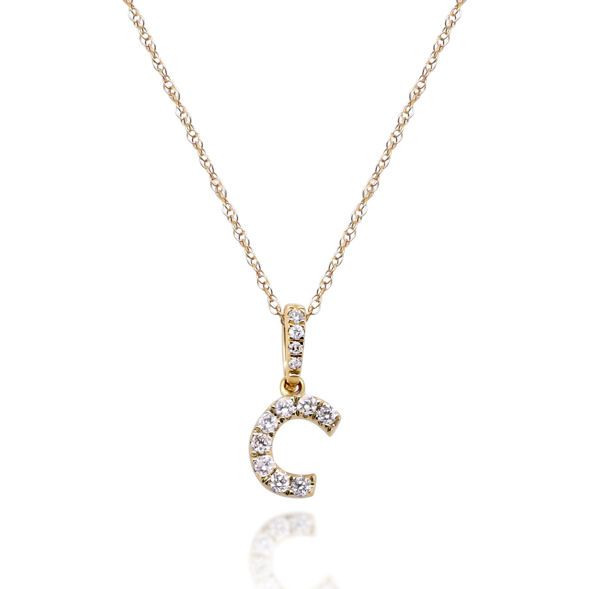 Diamond C Initial Pendant in 10K Yellow Gold (1/10 ct. tw.)