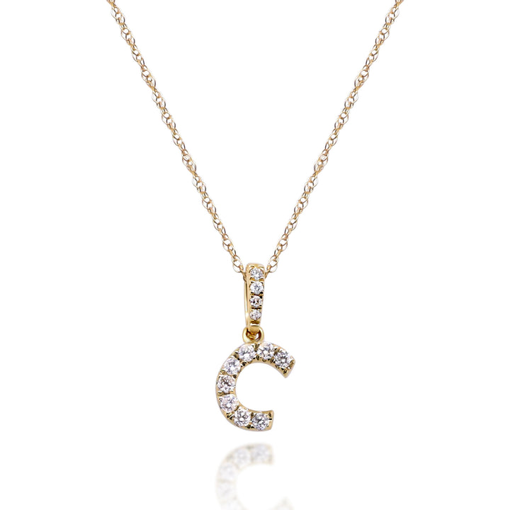 Diamond C Initial Pendant in 10K Yellow Gold (1/10 ct. tw.)