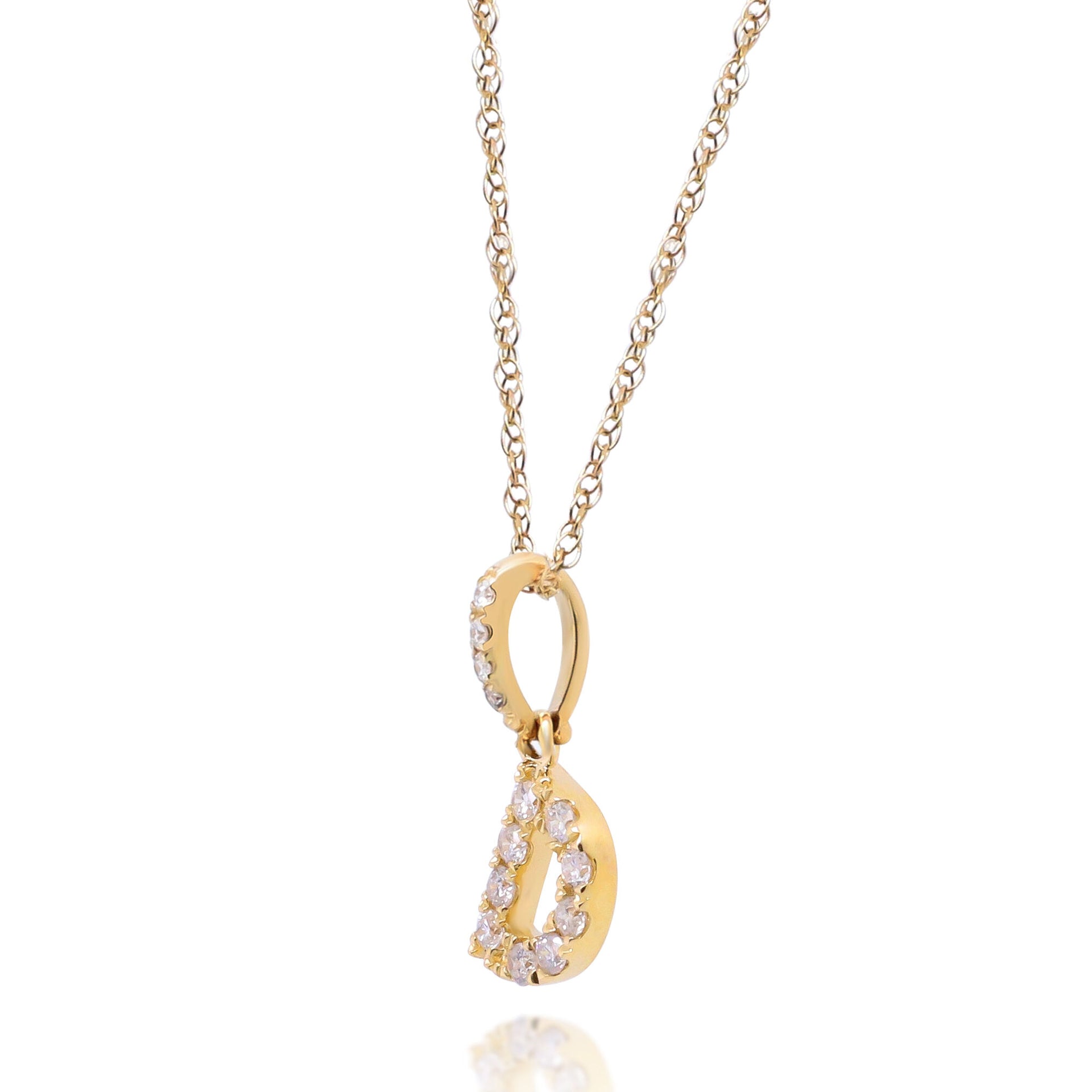 Diamond D Initial Pendant in 10K Yellow Gold (1/10 ct. tw.)