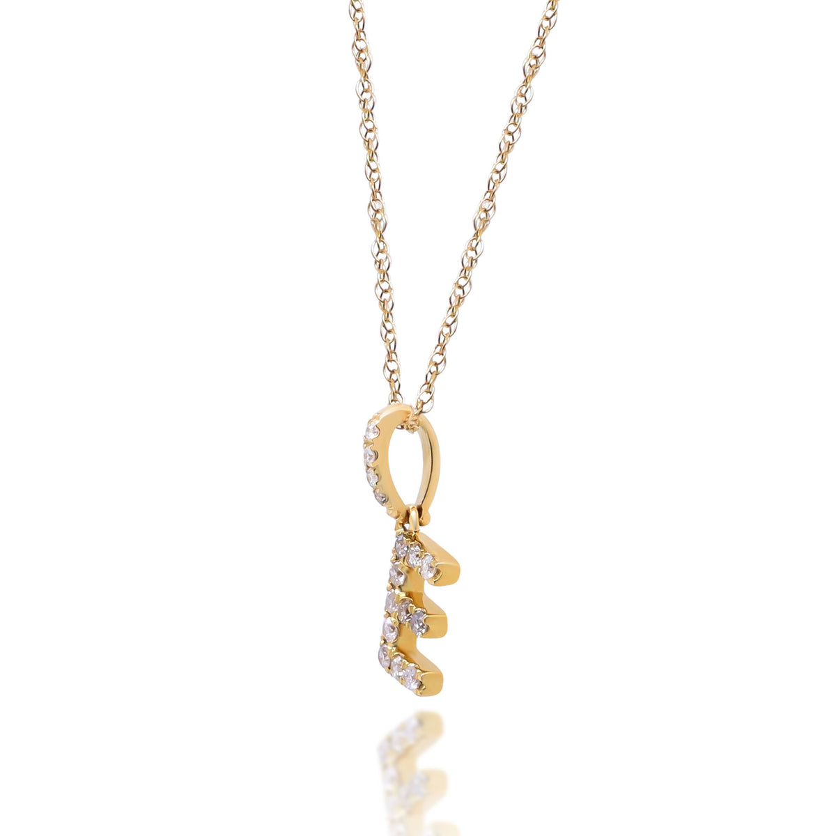 Diamond E Initial Pendant in 10K Yellow Gold (1/10 ct. tw.)