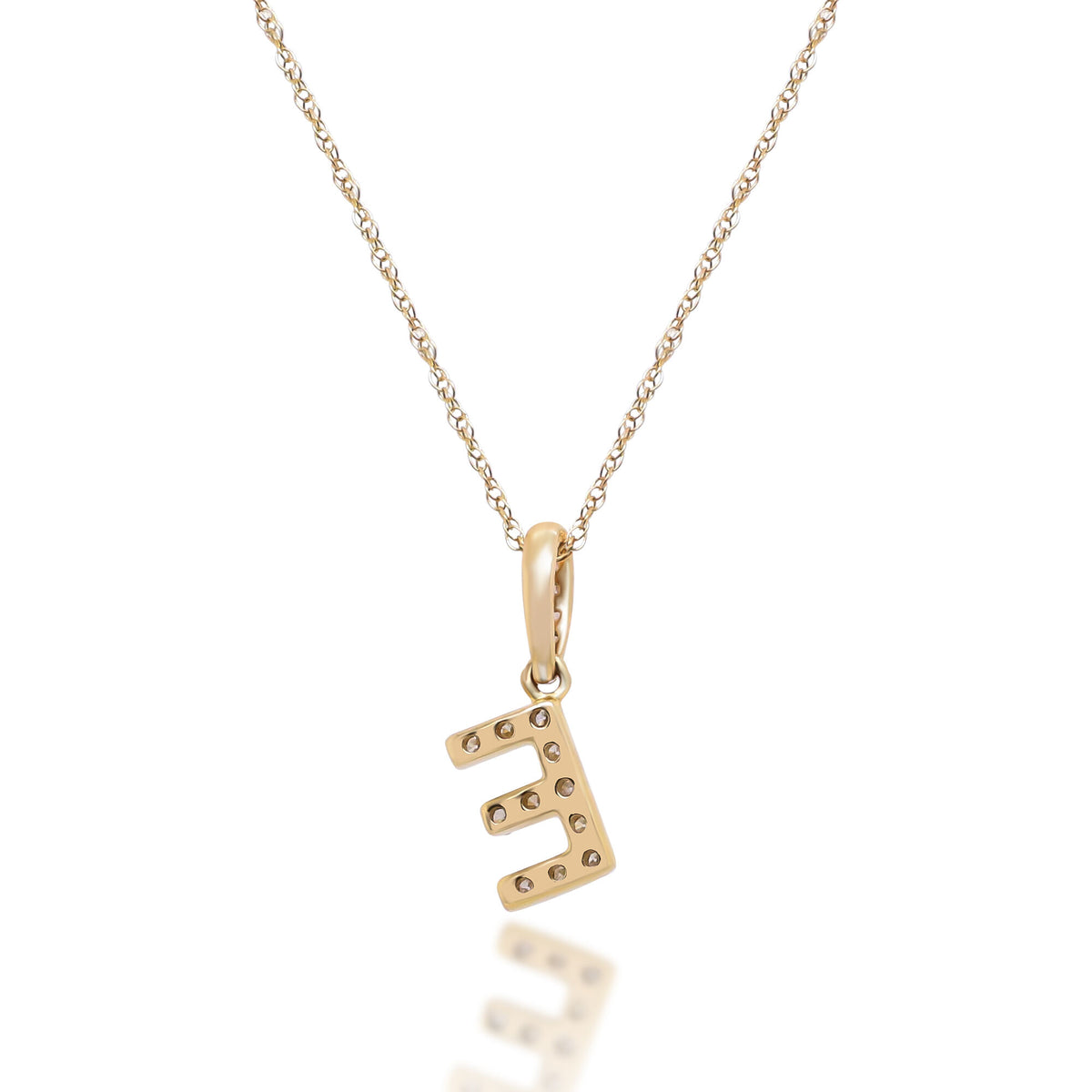 Diamond E Initial Pendant in 10K Yellow Gold (1/10 ct. tw.)