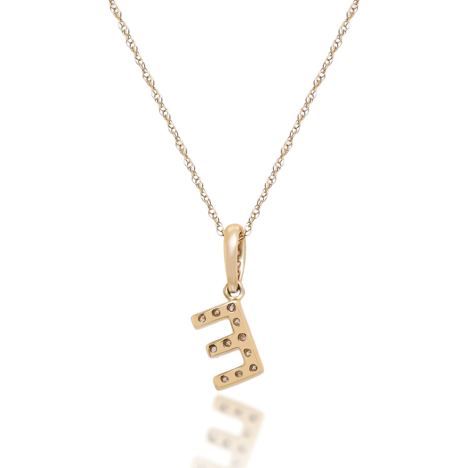Diamond E Initial Pendant in 10K Yellow Gold (1/10 ct. tw.)