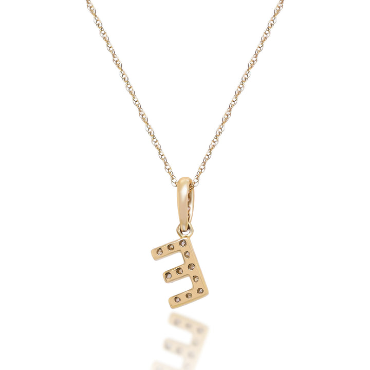 Diamond E Initial Pendant in 10K Yellow Gold (1/10 ct. tw.)