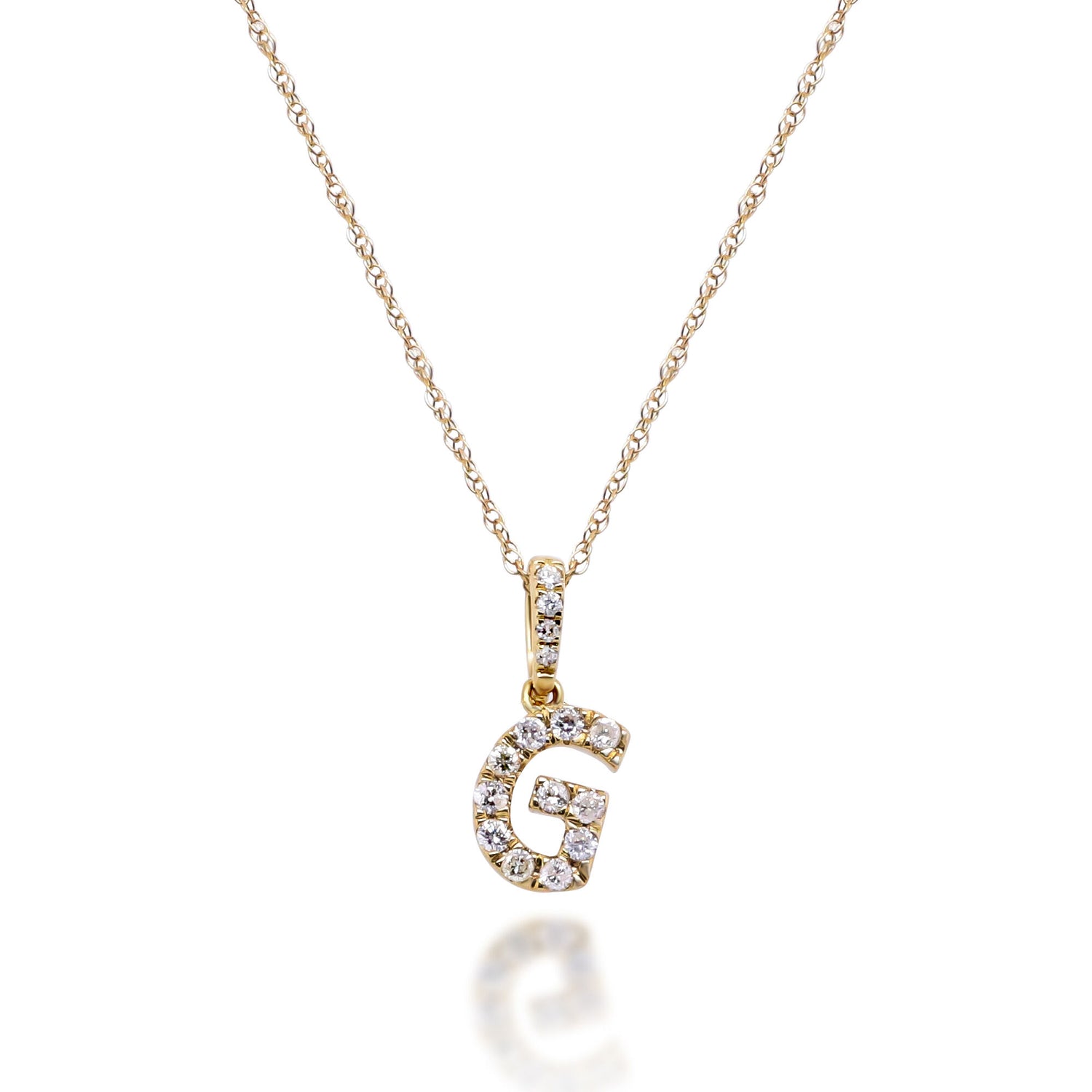 Diamond G Initial Pendant in 10K Yellow Gold (1/10 ct. tw.)