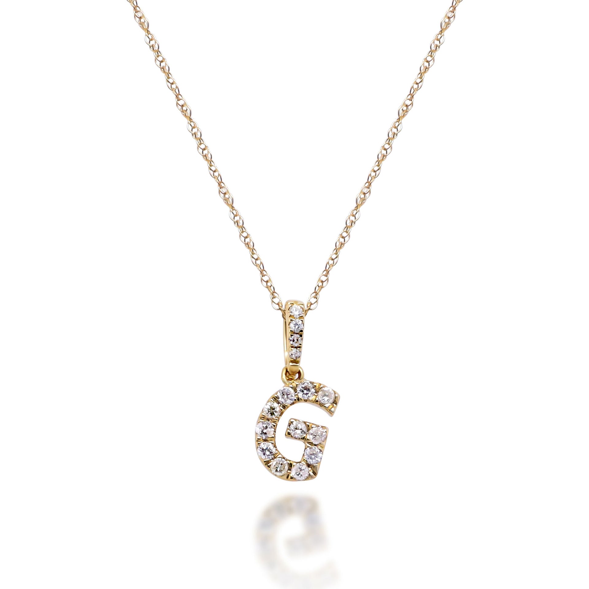 Diamond G Initial Pendant in 10K Yellow Gold (1/10 ct. tw.)