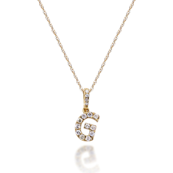 Diamond G Initial Pendant in 10K Yellow Gold (1/10 ct. tw.)