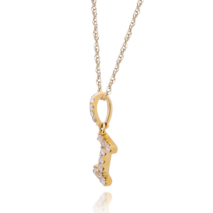 Diamond I Initial Pendant in 10K Yellow Gold (1/8 ct. tw.)