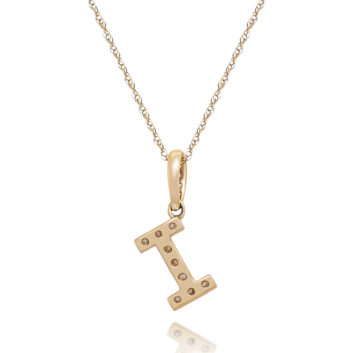 Diamond I Initial Pendant in 10K Yellow Gold (1/8 ct. tw.)
