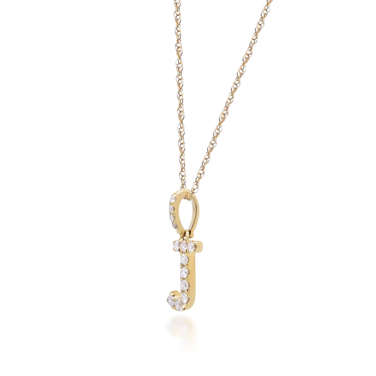 Diamond J Initial Pendant in 10K Yellow Gold (1/8 ct. tw.)