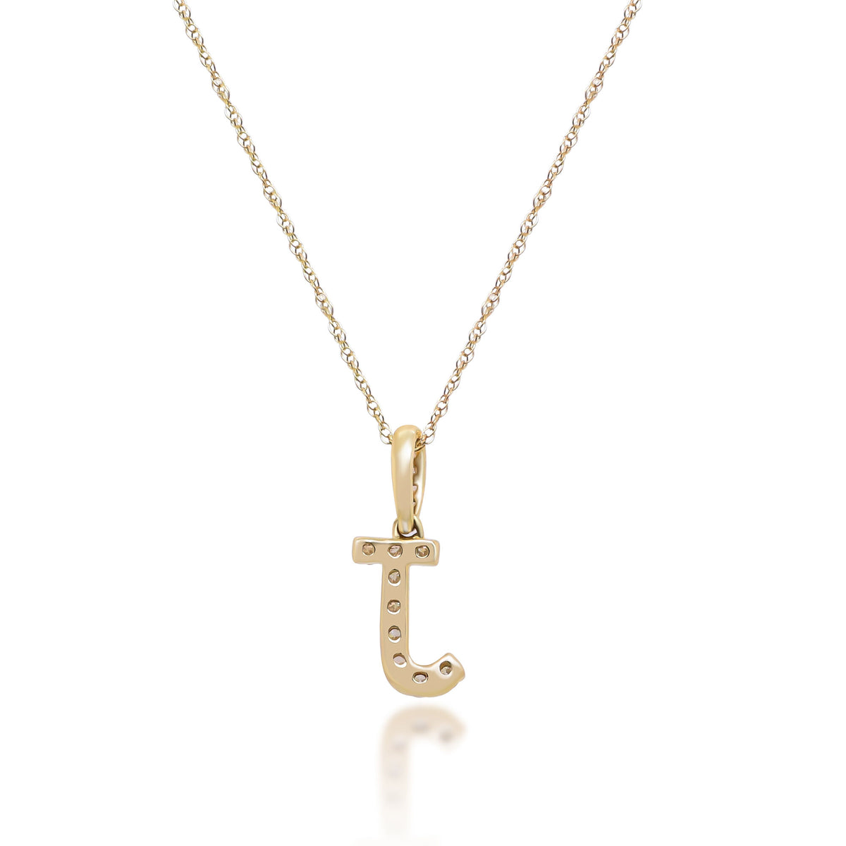 Diamond J Initial Pendant in 10K Yellow Gold (1/8 ct. tw.)