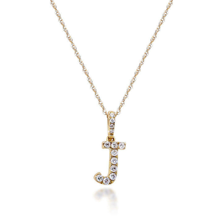 Diamond J Initial Pendant in 10K Yellow Gold (1/8 ct. tw.)