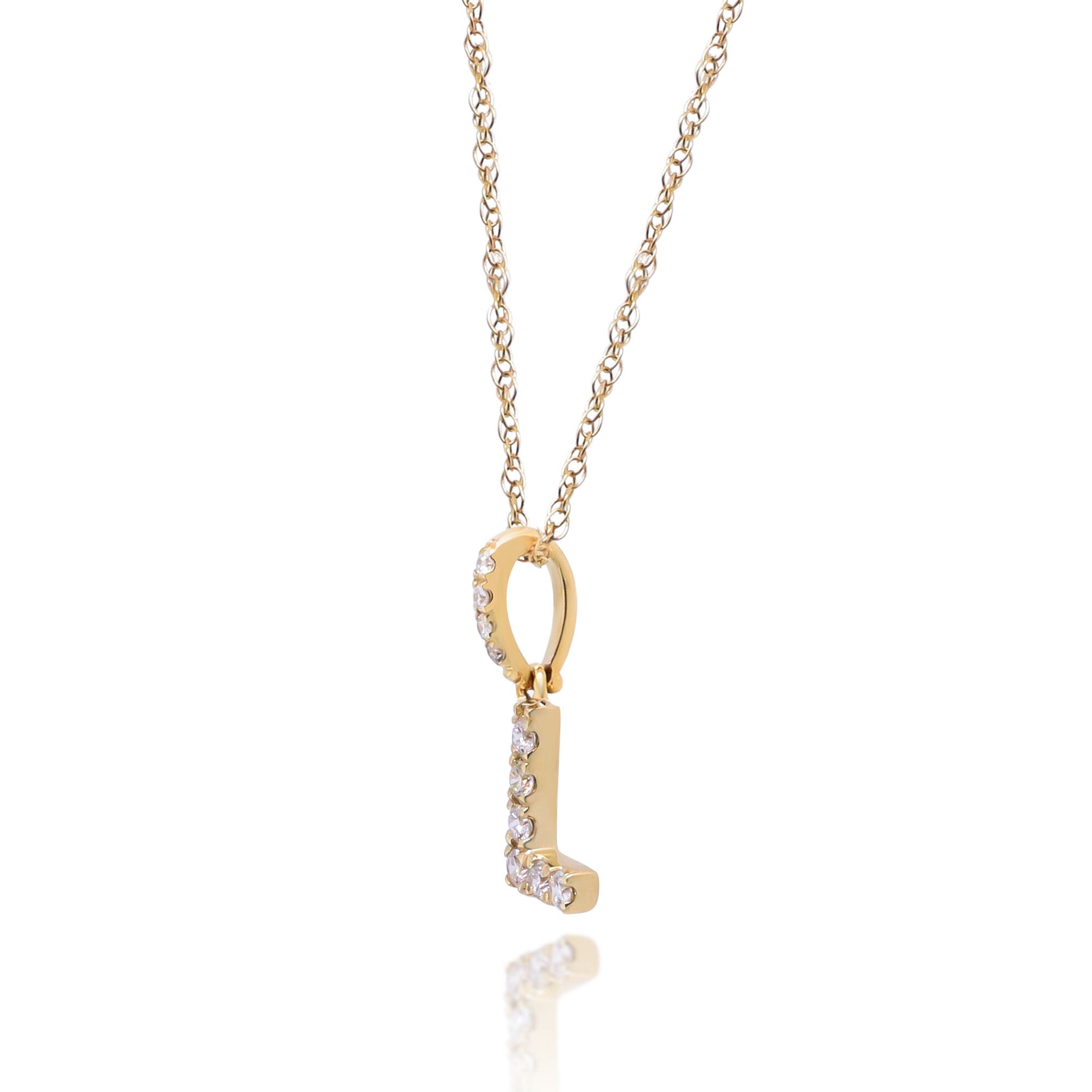 Diamond L Initial Pendant in 10K Yellow Gold (1/10 ct. tw.)