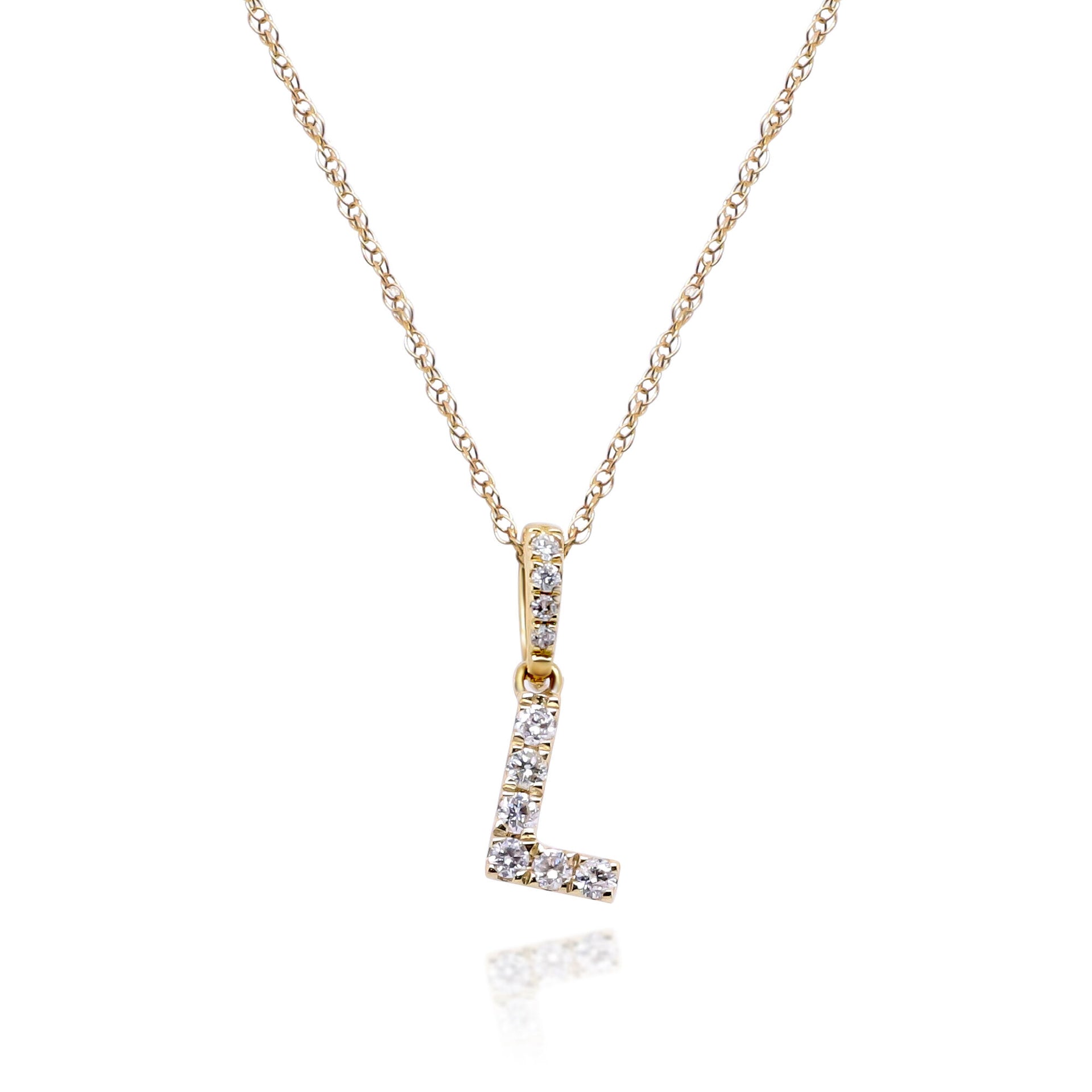 Diamond L Initial Pendant in 10K Yellow Gold (1/10 ct. tw.)