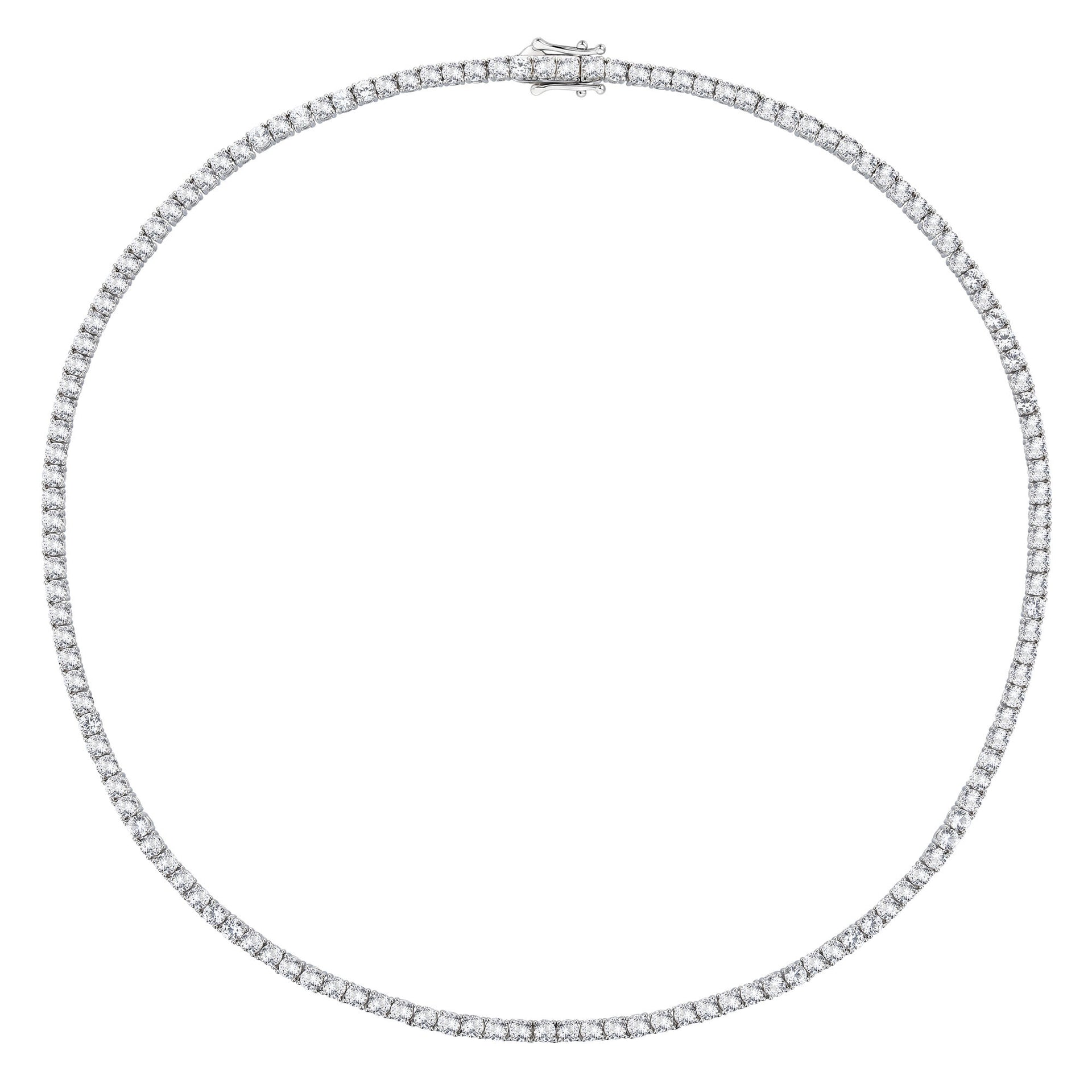 Lab-Created White Sapphire Tennis Necklace in Sterling Silver