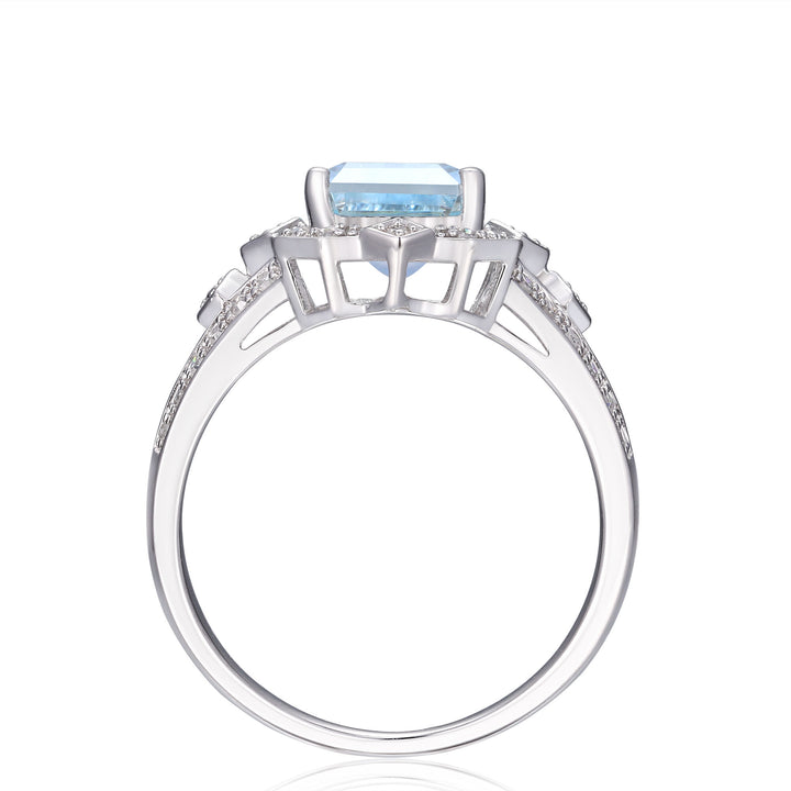 Aquamarine and Diamond Ring in 10K White Gold (1/5 ct. tw.)
