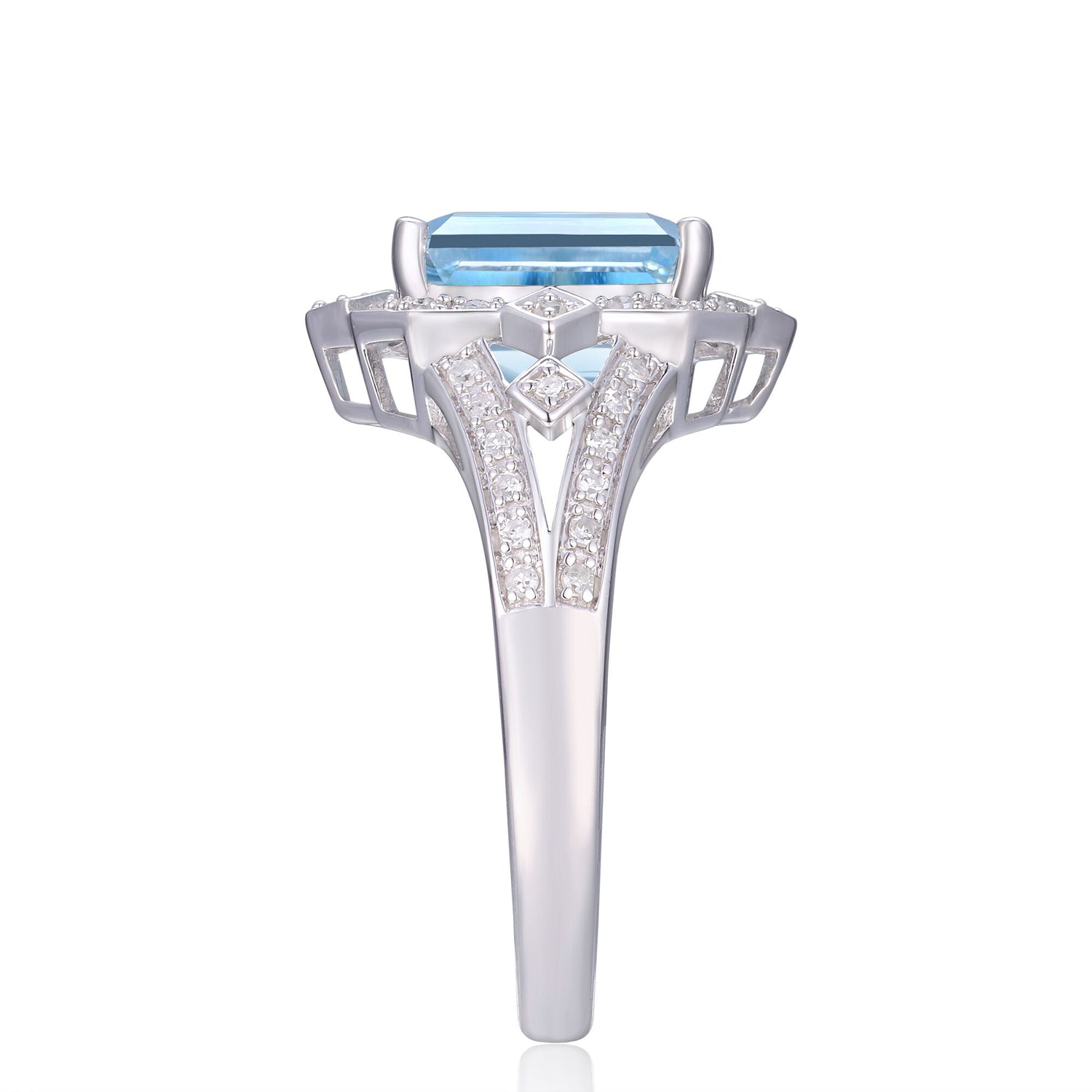 Aquamarine and Diamond Ring in 10K White Gold (1/5 ct. tw.)