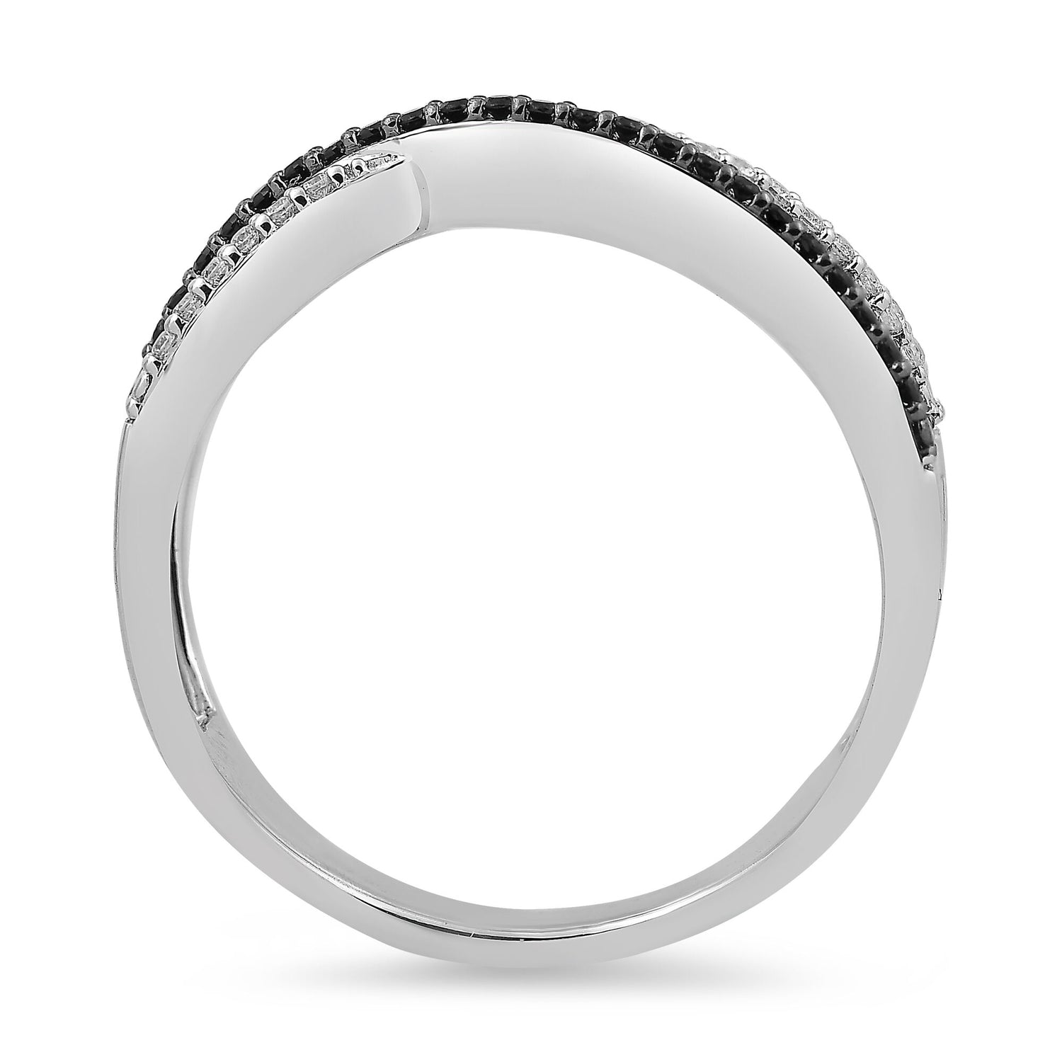 Black and White Crossover Band in Sterling Silver (1/3 ct. tw.)