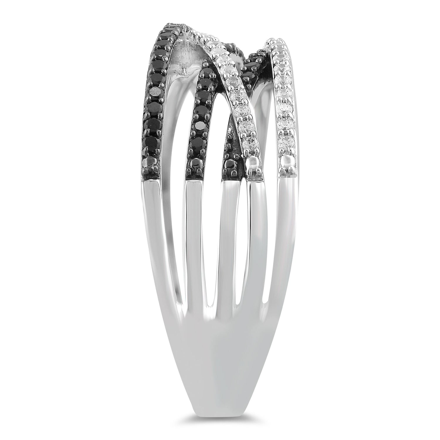 Black and White Crossover Band in Sterling Silver (1/3 ct. tw.)