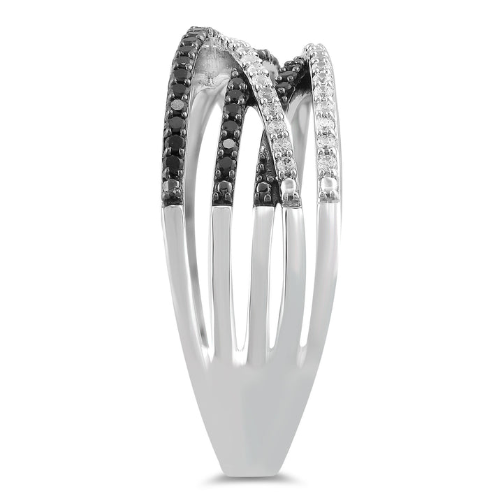 Black and White Crossover Band in Sterling Silver (1/3 ct. tw.)