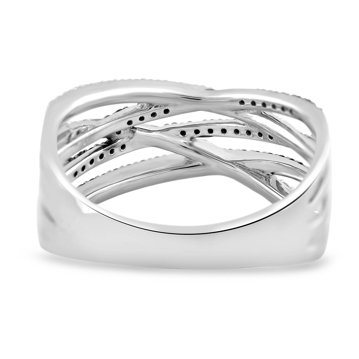 Black and White Crossover Band in Sterling Silver (1/3 ct. tw.)