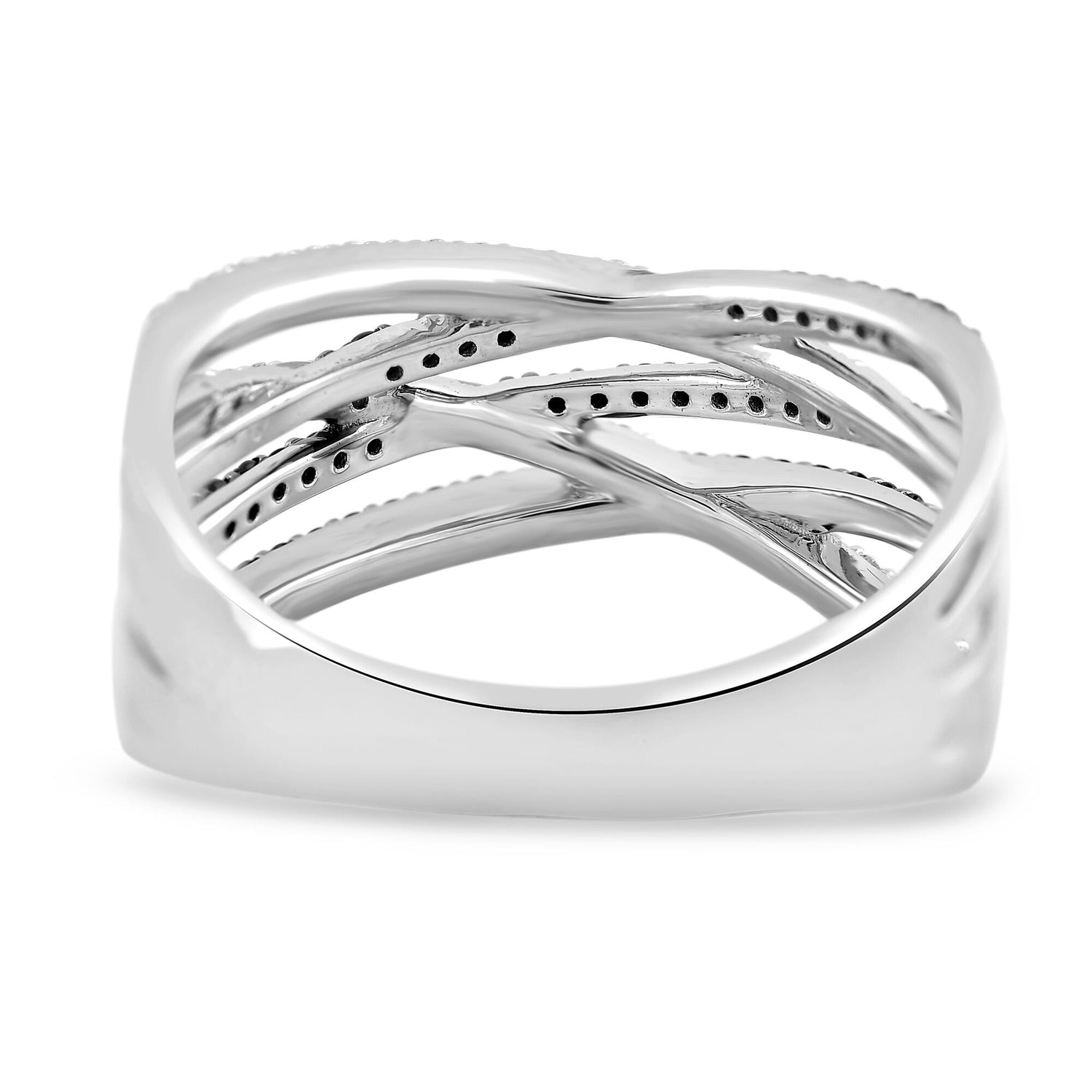 Black and White Crossover Band in Sterling Silver (1/3 ct. tw.)