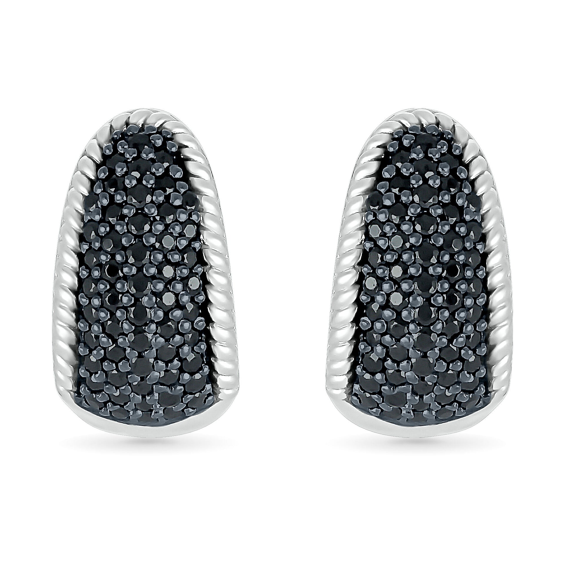 Black Diamond Wedge Hoop Earrings in Sterling Silver (1/2 ct. tw.)