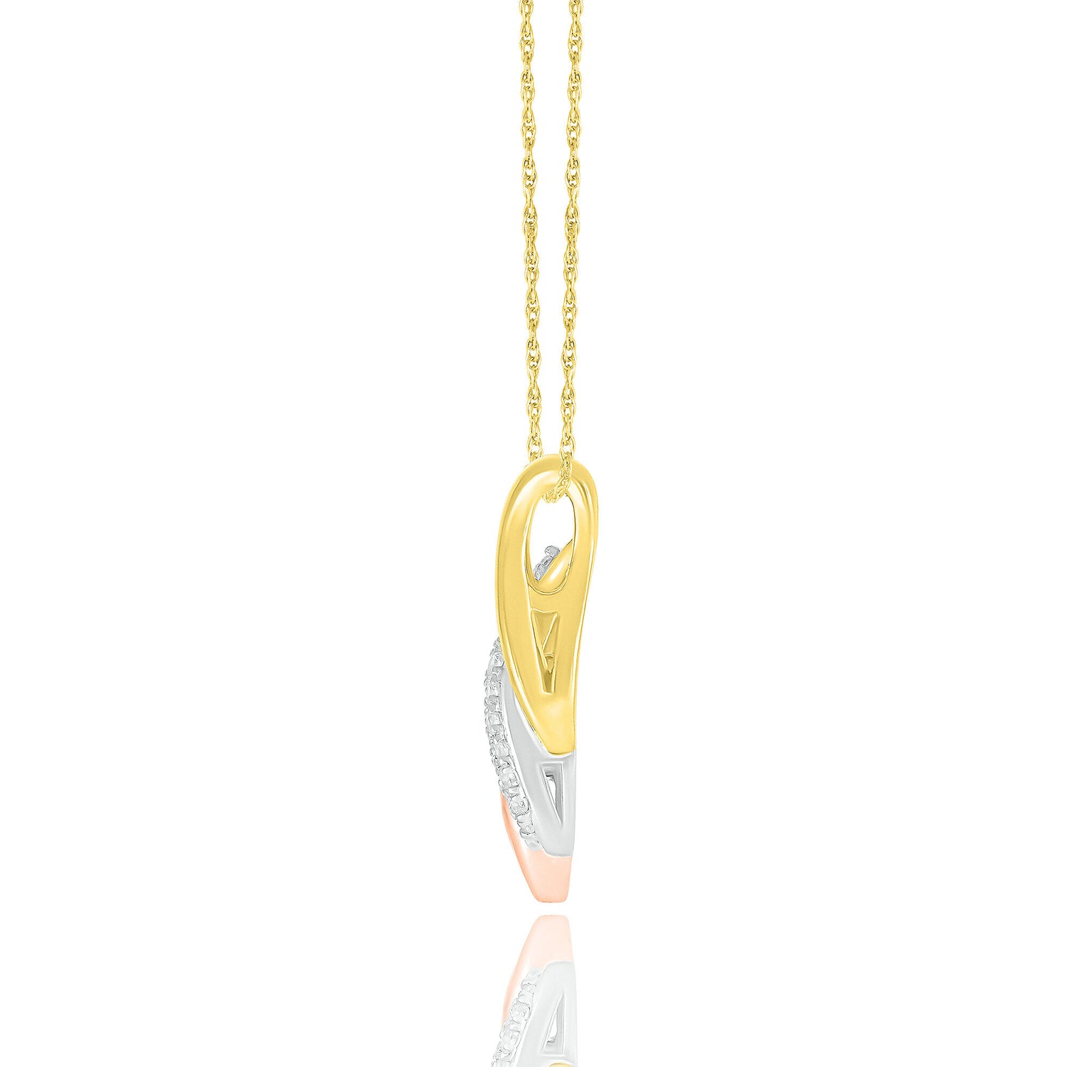 Diamond Swirl Pendant in Tri-Tone 10K Gold (1/7 ct. tw.)