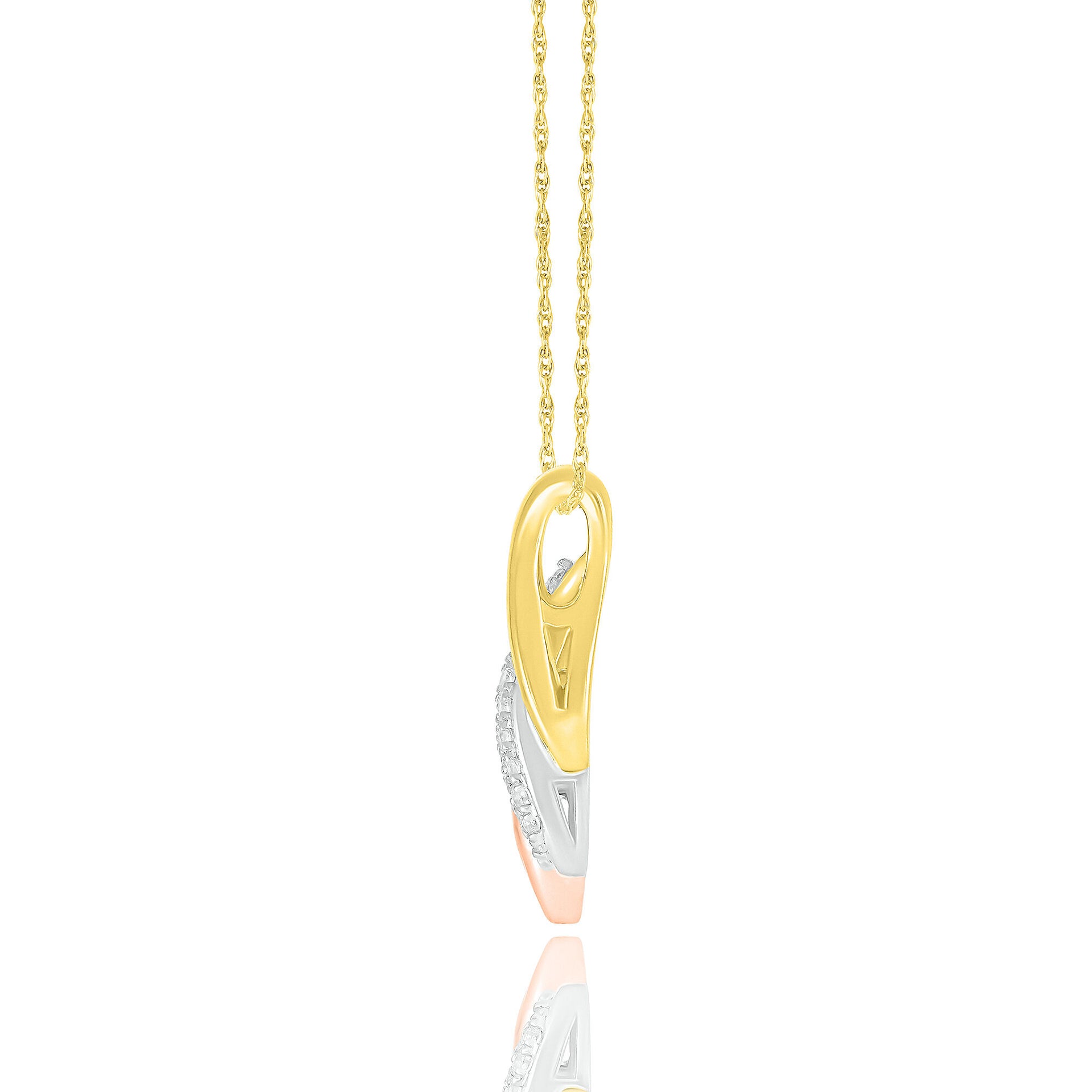 Diamond Swirl Pendant in Tri-Tone 10K Gold (1/7 ct. tw.)