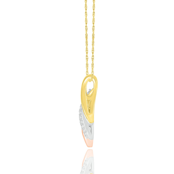 Diamond Swirl Pendant in Tri-Tone 10K Gold (1/7 ct. tw.)