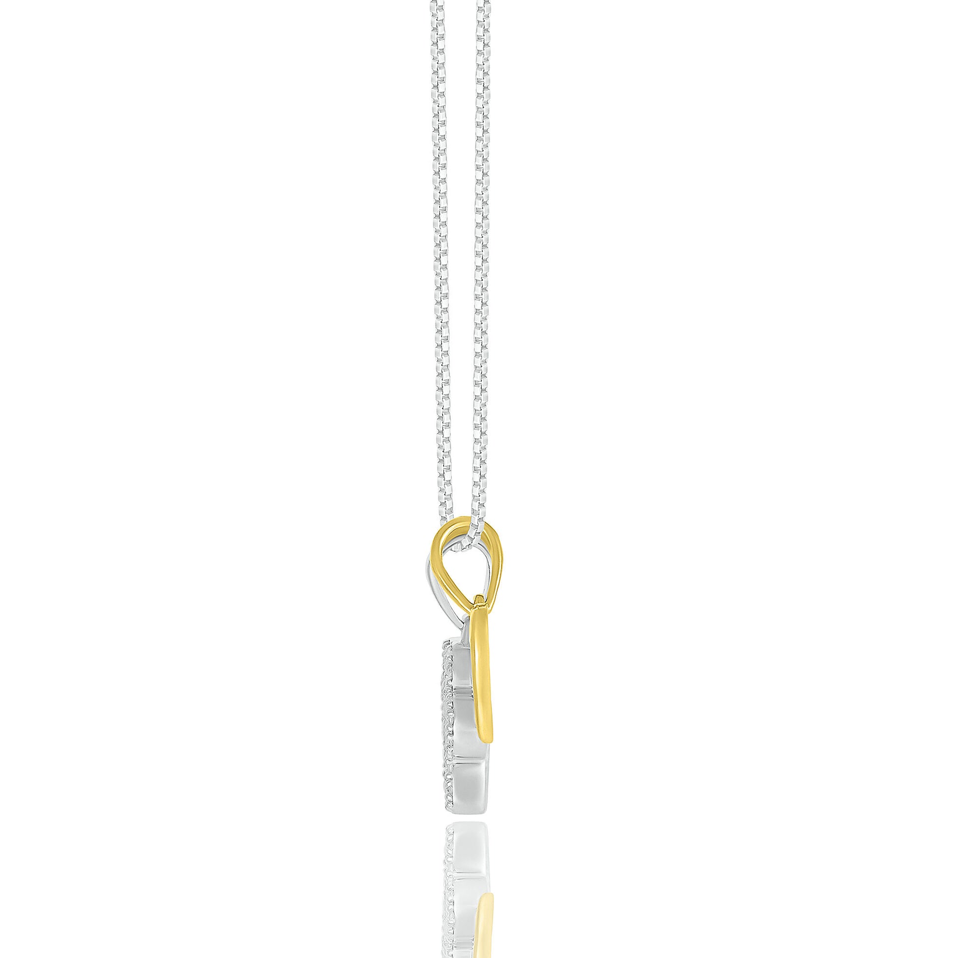Diamond Accent Paw Heart Pendant in Sterling Silver and 10K Yellow Gold