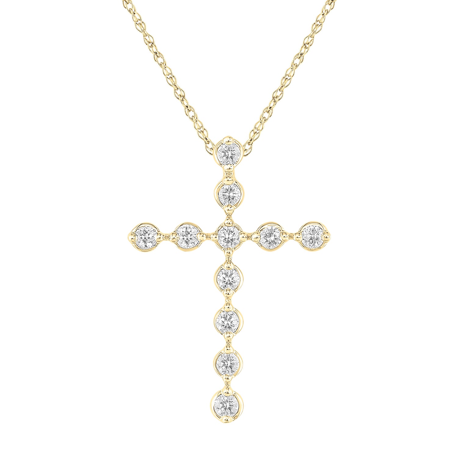 Diamond Cross Pendant in 10K Yellow Gold (1/5 ct. tw.)