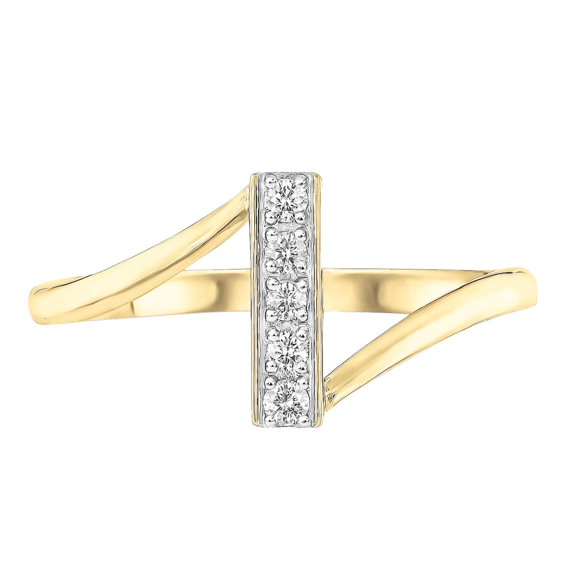 Diamond Accent Bypass Bar Ring in 10K Yellow Gold