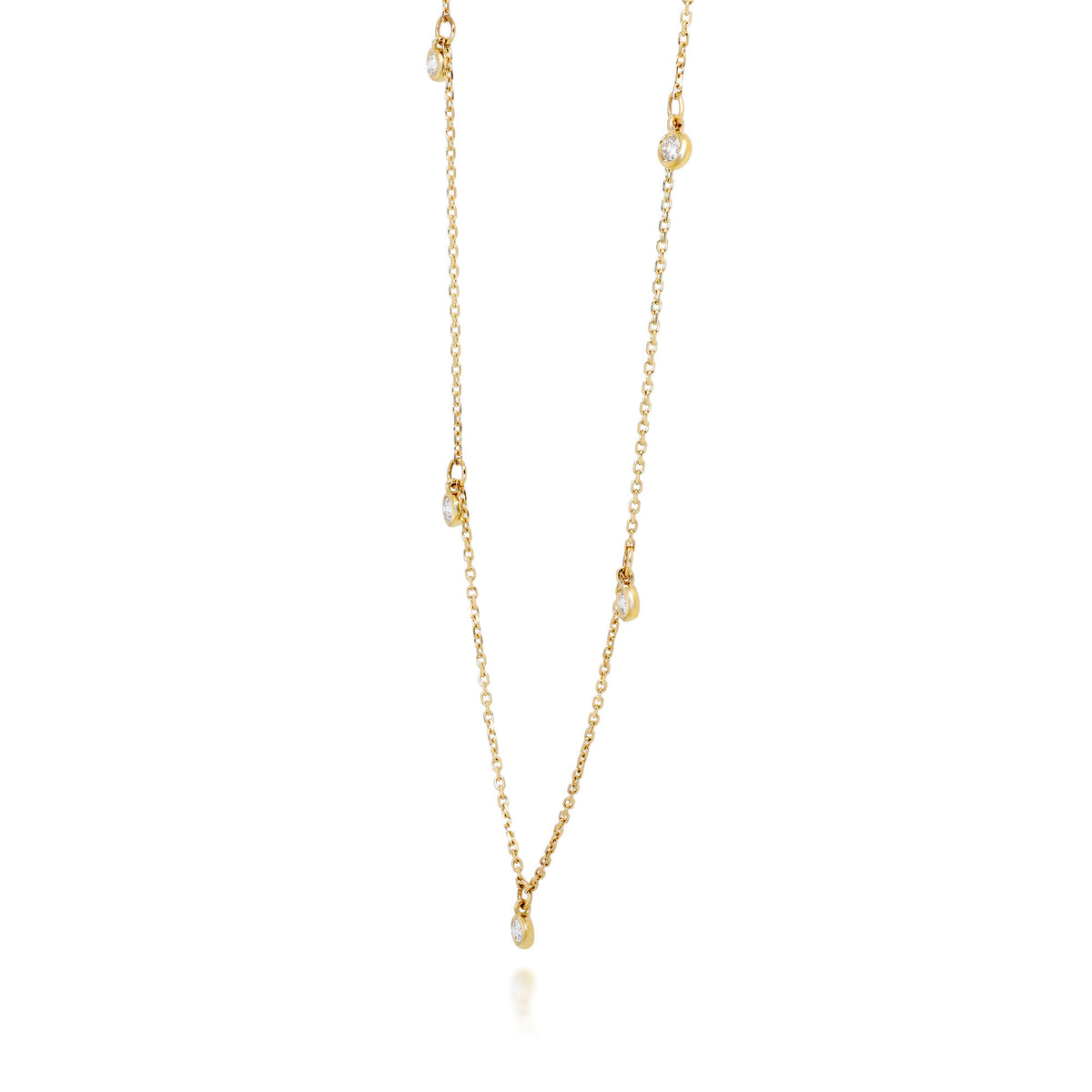 Diamond Bezel Dangle Necklace in 10K Yellow Gold (1/4 ct. tw.)