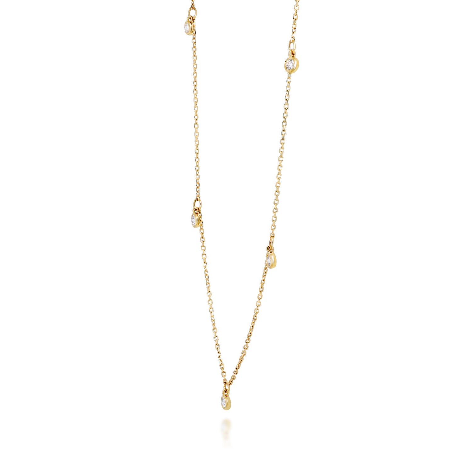 Diamond Bezel Dangle Necklace in 10K Yellow Gold (1/4 ct. tw.)