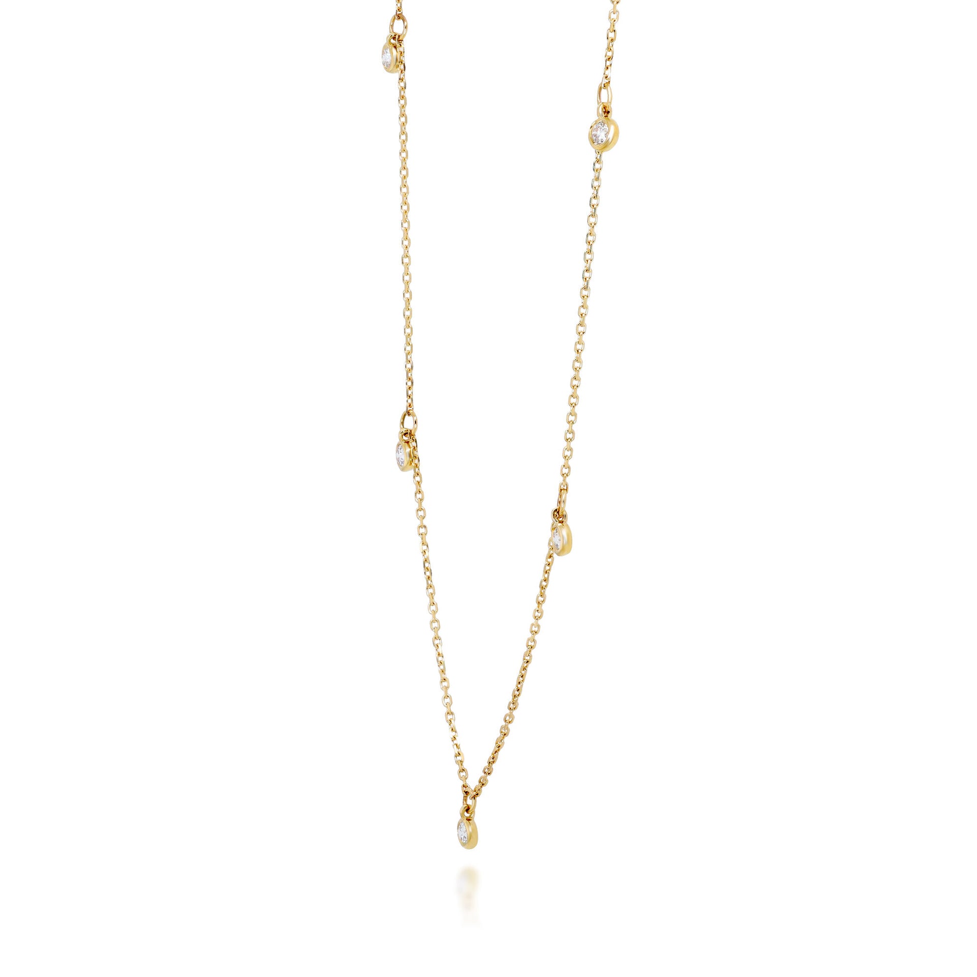 Diamond Bezel Dangle Necklace in 10K Yellow Gold (1/4 ct. tw.)