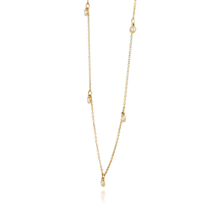 Diamond Bezel Dangle Necklace in 10K Yellow Gold (1/4 ct. tw.)