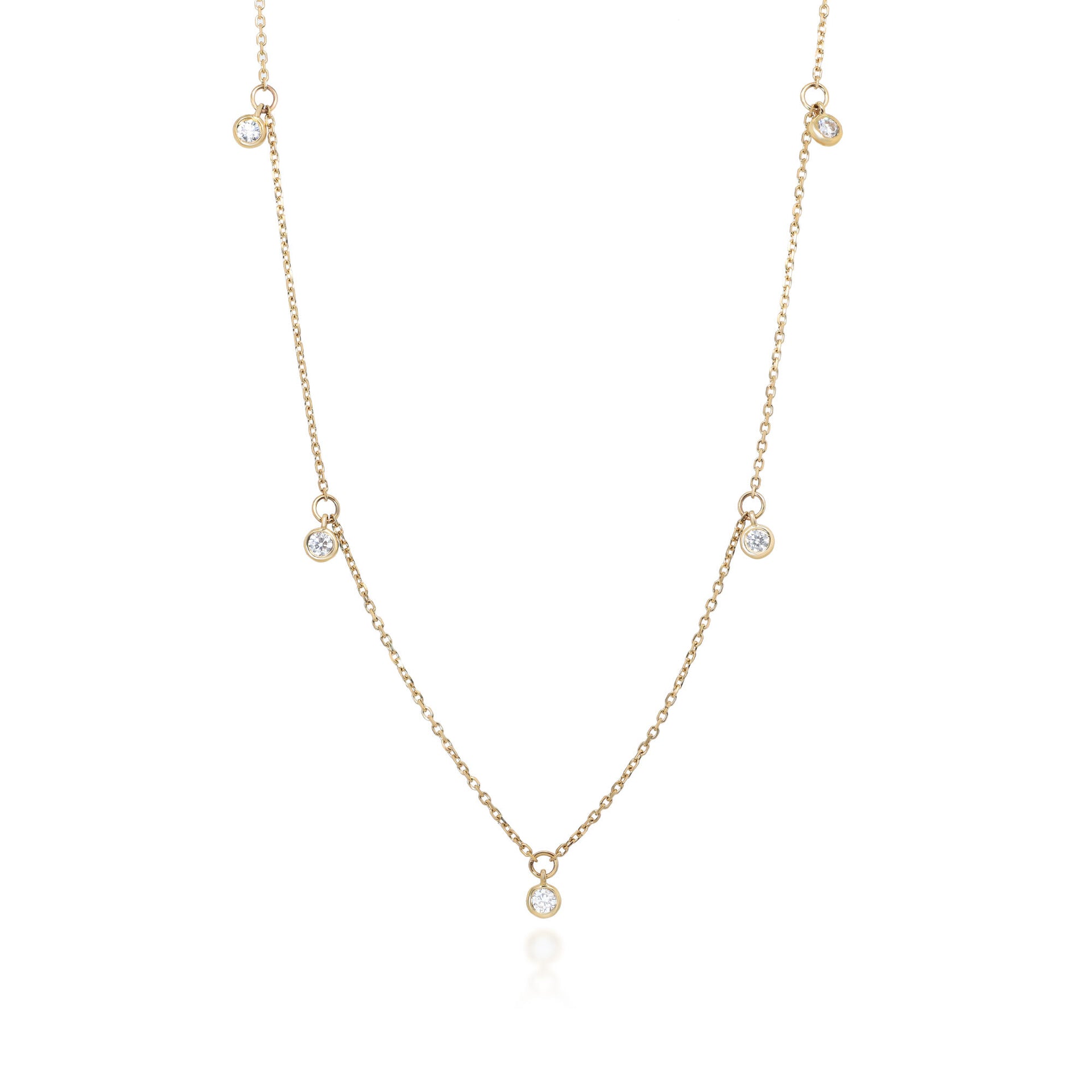 Diamond Bezel Dangle Necklace in 10K Yellow Gold (1/4 ct. tw.)