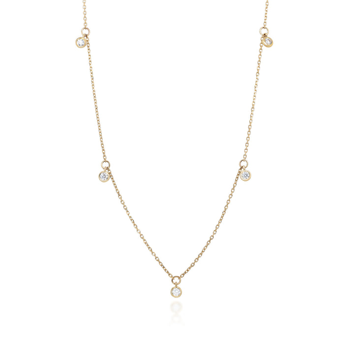 Diamond Bezel Dangle Necklace in 10K Yellow Gold (1/4 ct. tw.)