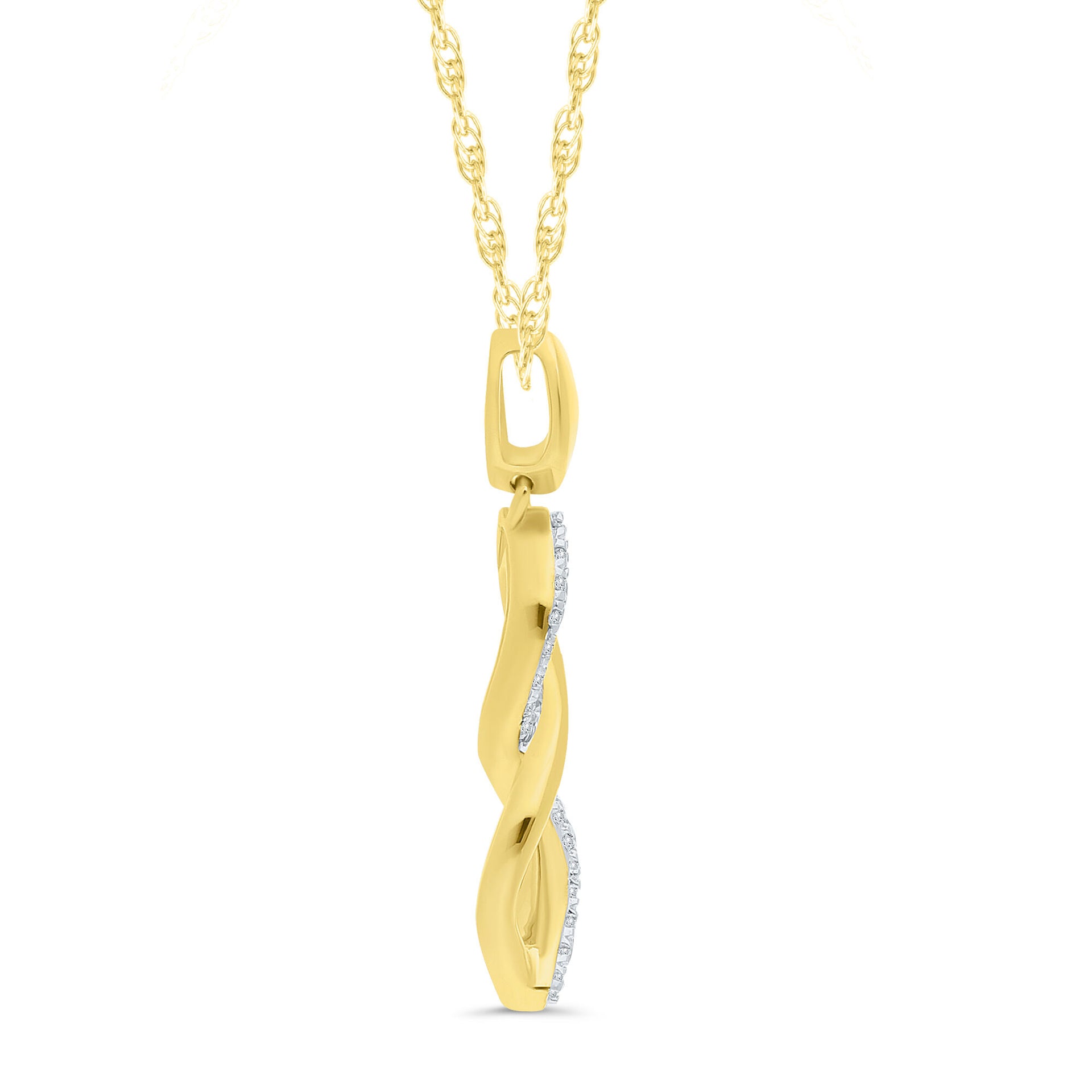 Diamond Accent Twist Infinity Pendant in 10K Yellow Gold