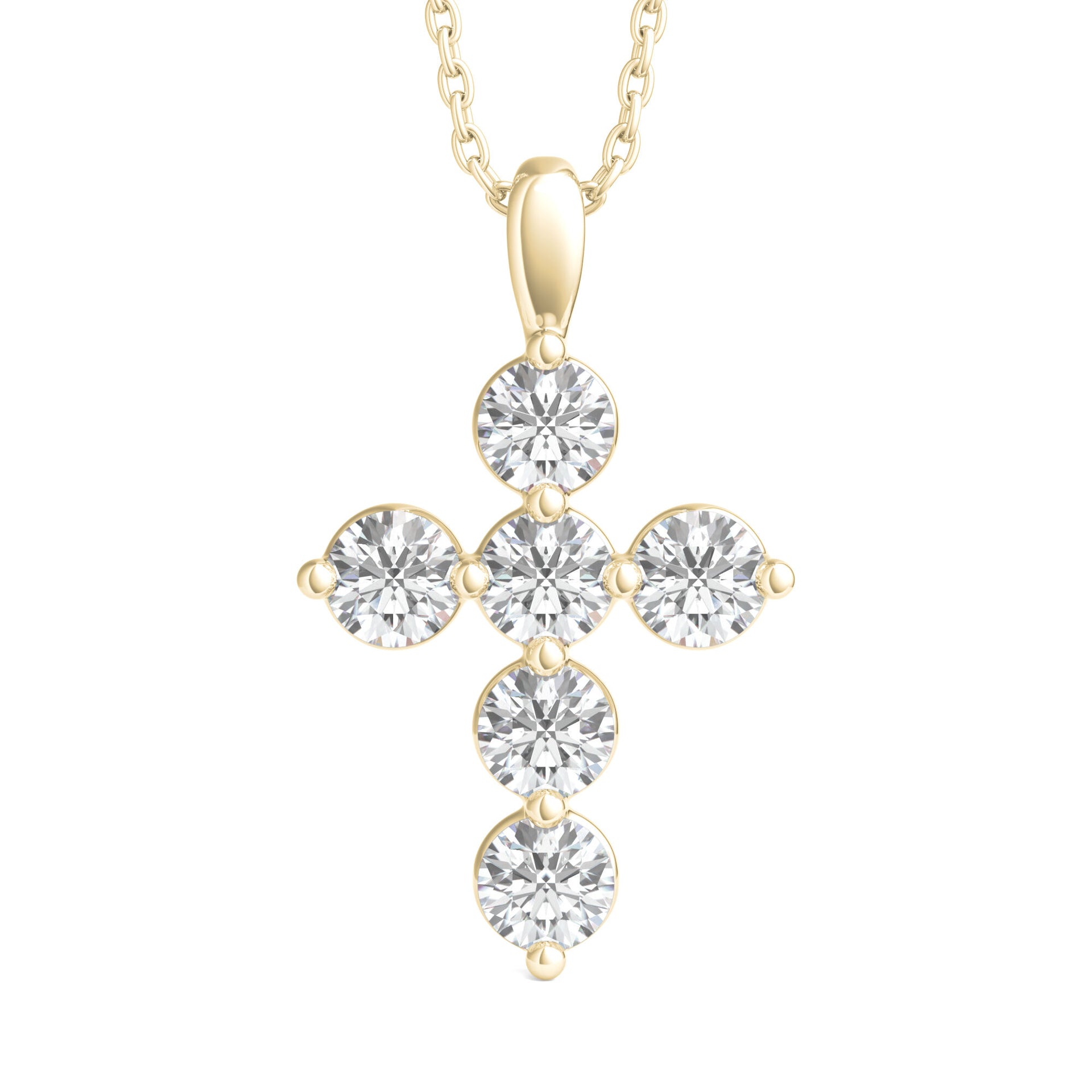 Lab Grown Diamond Cross Pendant in 14K Yellow Gold (1 ct. tw.)